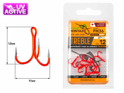 Тройной крючок OrangeUV PM36 №12, (7шт/уп)