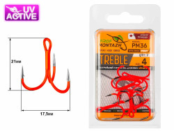 Тройной крючок OrangeUV PM36 №4, (7шт/уп)