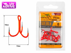 Тройной крючок OrangeUV PM36 №8, (7шт/уп)