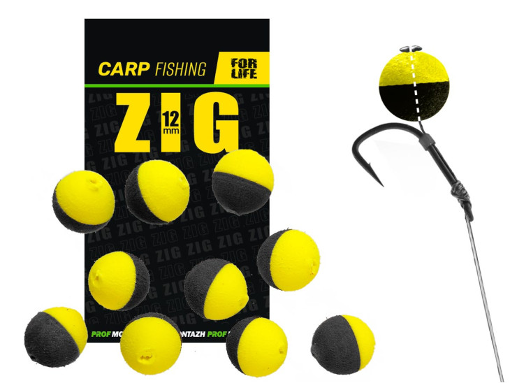 Плаваюча насадка ZIG 12mm (Чорно-Жовта)