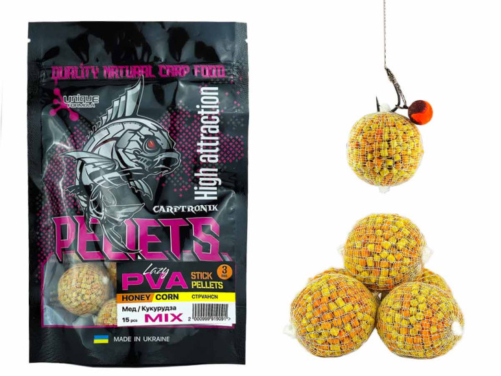 Готовые ПВА стики Lazy PVA Мед-Кукуруза (Honey-Corn) 15шт Готовые ПВА стики Lazy PVA Мед-Кукуруза (Honey-Corn) 15шт