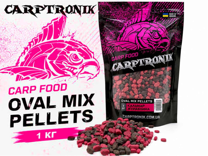 Пелетс Carptronik OVAL MIX Кальмар/Журавлина 1 кг