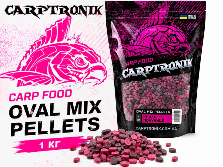 Пелетс Carptronik OVAL MIX «Криль/Полуниця» 1 кг Пелетс Carptronik OVAL MIX «Криль/Полуниця» 1 кг