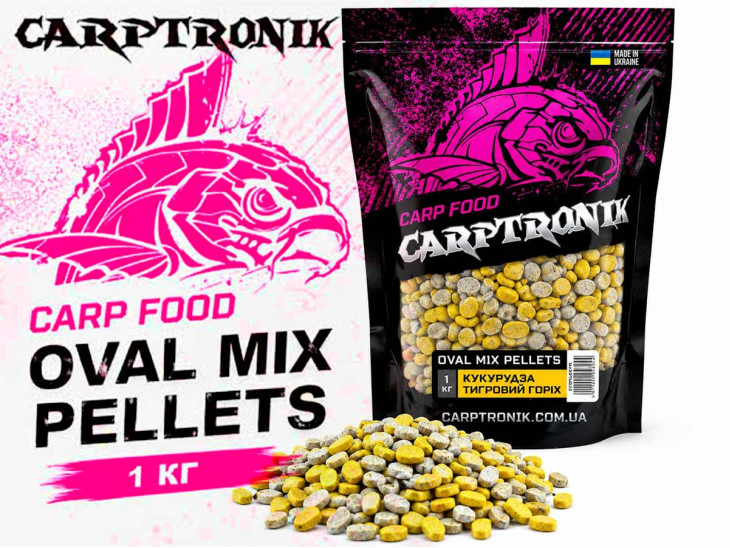 Пеллетс Carptronik OVAL MIX Кукуруза/Тигровый Орех 1 кг
