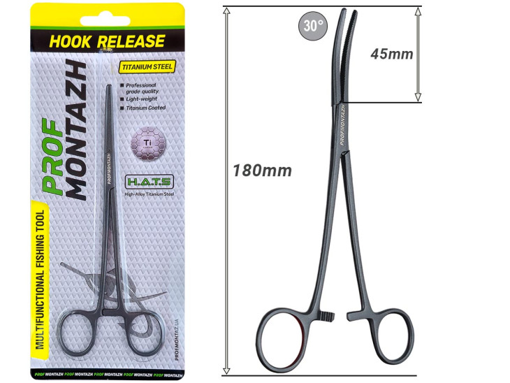 Корнцанг изогнутый Titanium Steel Hook Release 18см