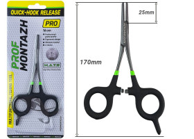 Зажим Quick-Hook Release PRO с ножницами для флюорокарбона 16см