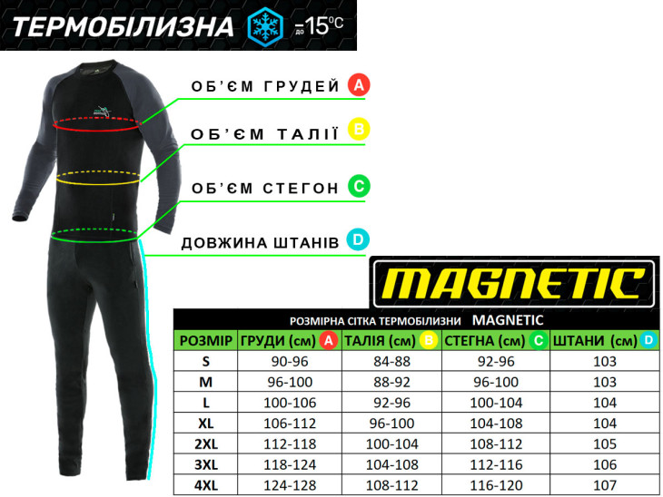 Комплект термобілизни MAGNETIC мікрофліс до -15°С (XL) Комплект термобілизни MAGNETIC мікрофліс до -15°С (XL)